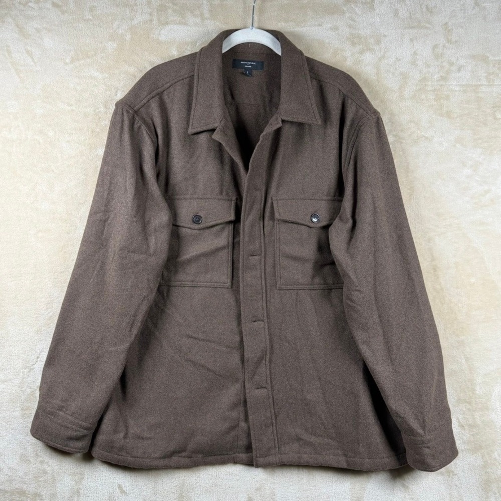 Banana Republic Mens L Relaxed Wool Blend Shirt Jacket Dark Oak Brown Shacket